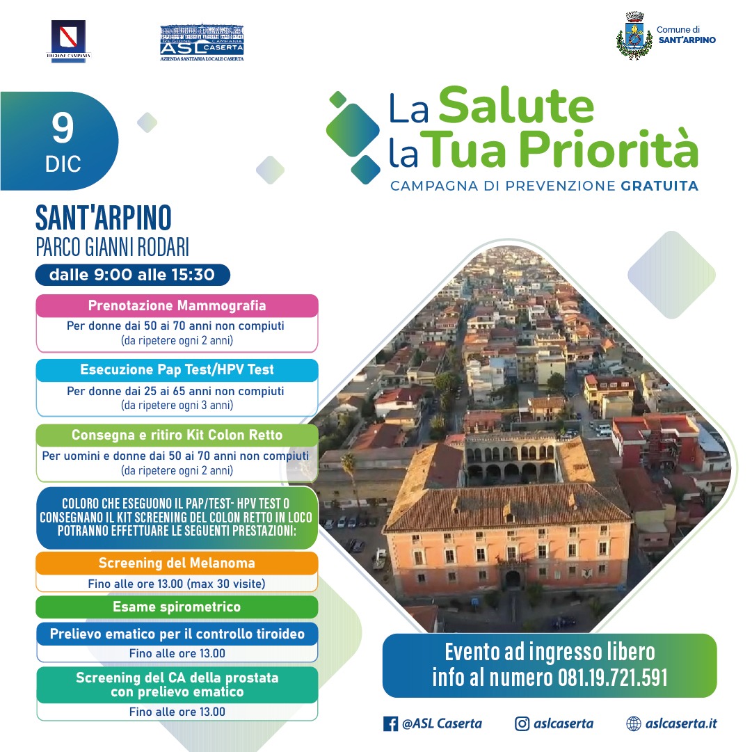 Evento (La Salute - La tua Priorità) - Parco  Rodari dalle ore 09.00 alle ore 15.30 del giorno 9 Dicembre 